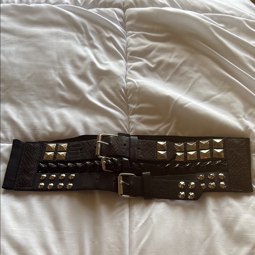 Black Studded Belt with Silver Accents
